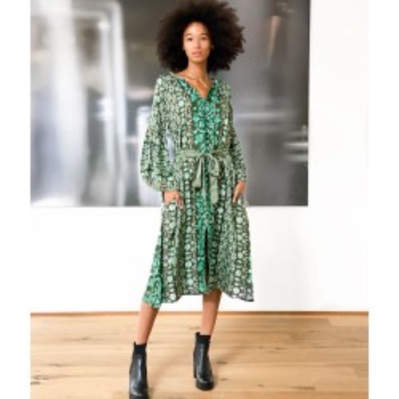 D'Ascoli Toscana Blue Silk Midi Dress sz S NEW - Picture 2 of 13